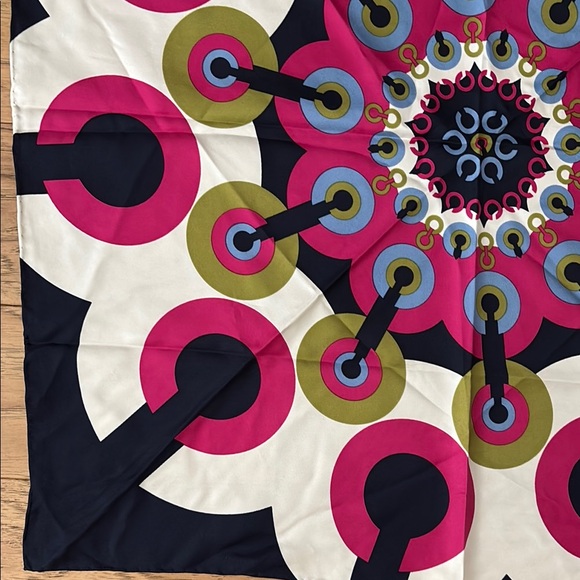 Coach Pink and Green Patterned Silk Scarf - Picture 8 of 8